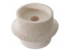 ebuy24 Portavelas Y Vela^2 candelabros cilíndricos en cemento Blanco