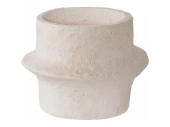 ebuy24 Portavelas Y Vela^2 candelabros cilíndricos en cemento Blanco