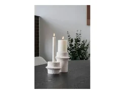 ebuy24 Portavelas Y Vela^2 candelabros cilíndricos en cemento Blanco