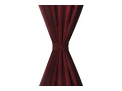 Clearance 2 cortinas micro-satinadas con trabillas color burdeos, 140 x 245 cm ES710034 Rojo