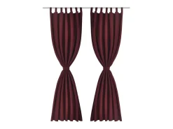 Clearance 2 cortinas micro-satinadas con trabillas color burdeos, 140 x 245 cm ES710034 Rojo