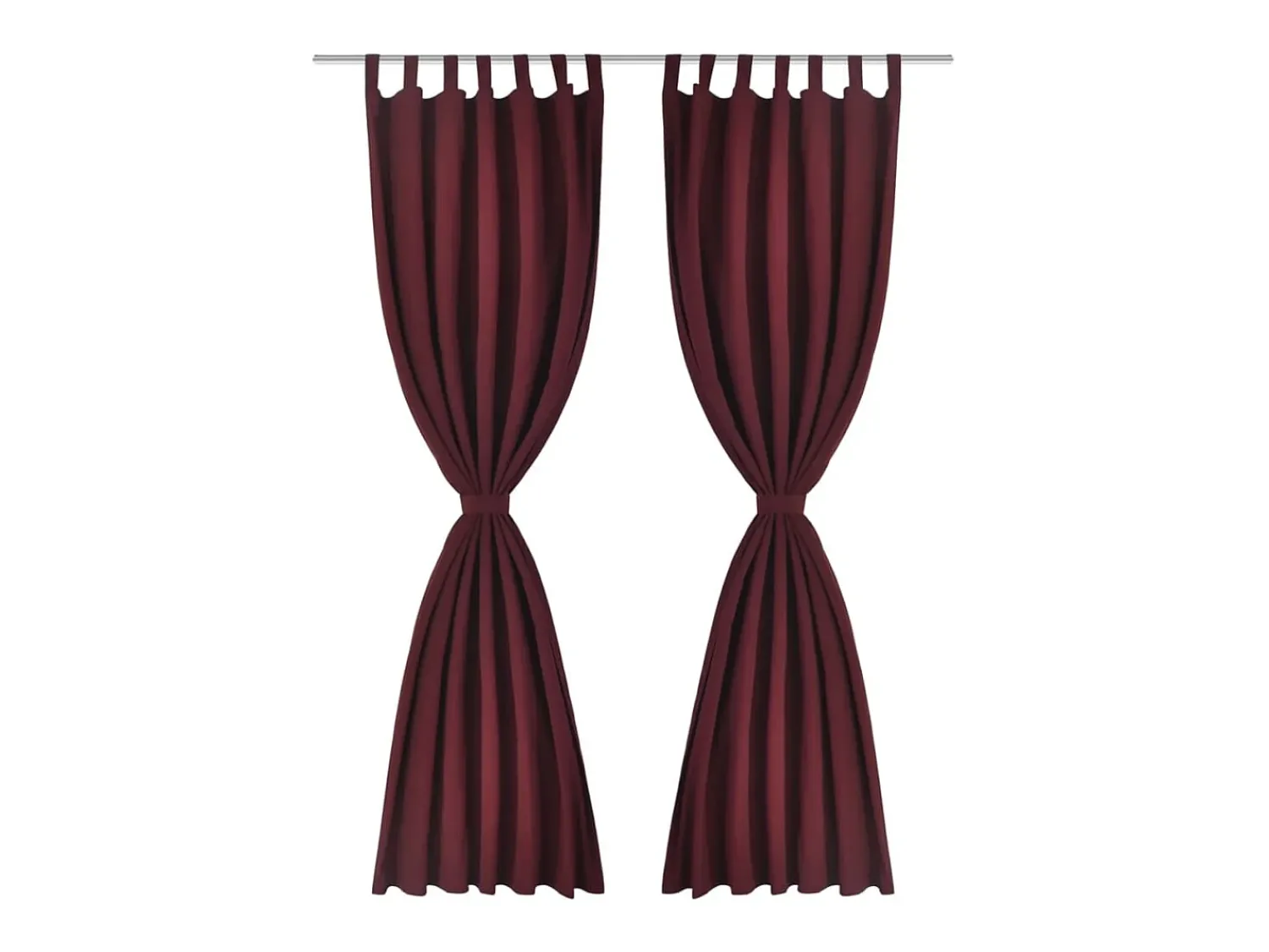 Clearance 2 cortinas micro-satinadas con trabillas color burdeos, 140 x 245 cm ES710034 Rojo