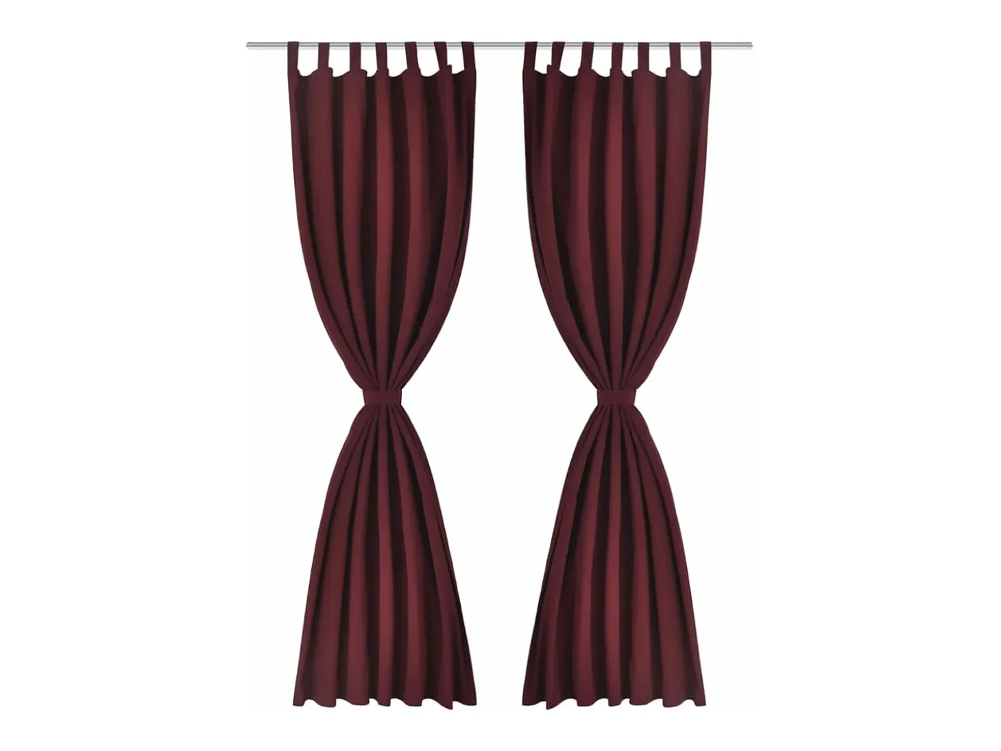 2 cortinas micro-satinadas con trabillas color burdeos, 140 x 175 cm ES745085