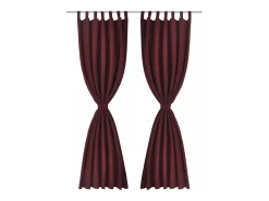 2 cortinas micro-satinadas con trabillas color burdeos, 140 x 225 cm ES242408