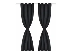 2 cortinas negras oscuras con anillas metálicas, blackout 135 x 245 cm ES369752