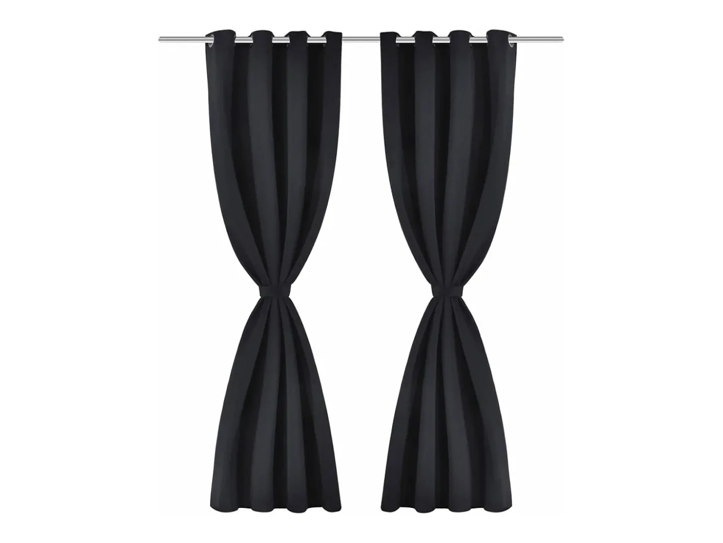 2 cortinas negras oscuras con anillas metálicas, blackout 135 x 245 cm ES369752