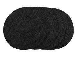 4 manteles individuales de yute trenzada gris oscuro Ø38 cm