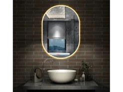 AICA espejo 45 x 75 cm ,olvado,luz led con 3 colores,con función antivaho,brillo ajustable,función de memoria agapada Transparente