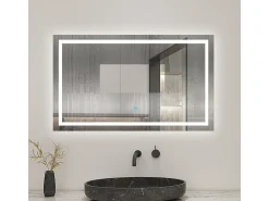 Sale AICA Espejo 100 x 70 cm ,rectangular ,luz led,antivaho y brillo regulable,función de memoria agapada Transparente