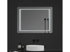 AICA espejo 80 x 60 cm ,rectangular ,luz led,antivaho y brillo regulable,función de memoria agapada