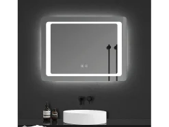 AICA espejo 80 x 60 cm ,rectangular ,luz led,antivaho y brillo regulable,función de memoria agapada
