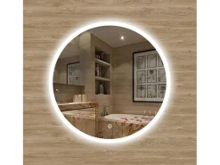 AICA Espejo de baño con iluminación LED Espejo redondo,60 cm, antivaho, brillo ajustable, memoria de apagado