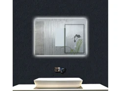 AICA Espejo de baño con luz LED,70 x 50 cm,luz led+ antivaho+ brillo ajustable+ función de memoria agapada Transparente