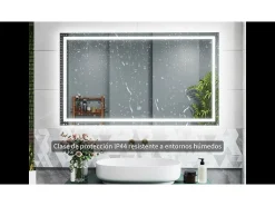 AICA Espejo de baño con luz LED,70 x 50 cm,luz led+ antivaho+ brillo ajustable+ función de memoria agapada Transparente