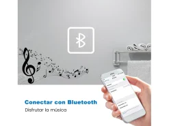 Aica Espejo^Espejo de baño LED 140×80 cm,Reloj,Lupa,Bluetooth Transparente