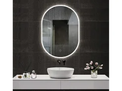 Aica Espejo de baño LED 45 x 75 cm, ovalado, antivaho, luminosidad regulable