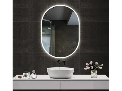 Aica Espejo de baño LED 45 x 75 cm, ovalado, antivaho, luminosidad regulable
