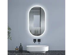 Aica Espejo^Espejo de baño LED 500 x 900 mm, ovalado, antivaho, luminosidad regulable Transparente