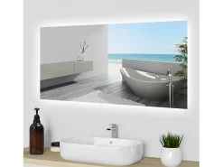 Aica Espejo de baño LED 100 x 60 cm, antivaho, brillo regulable, función memoria
