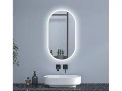 Aica Espejo de baño LED 500 x 1000 mm, ovalado, antivaho, luminosidad regulable