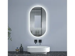 Aica Espejo de baño LED 500 x 1000 mm, ovalado, antivaho, luminosidad regulable