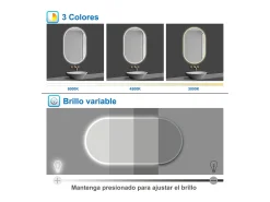 Aica Espejo de baño LED 500 x 1000 mm, ovalado, antivaho, luminosidad regulable