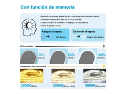 Aica Espejo de baño LED 500 x 1000 mm, ovalado, antivaho, luminosidad regulable