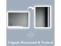 Clearance Aica Espejo de baño LED 120×70cm,antivaho,interruptor táctil Transparente