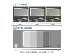 Hot Aica Espejo de baño LED 120×70cm,Bluetooth,antivaho Transparente