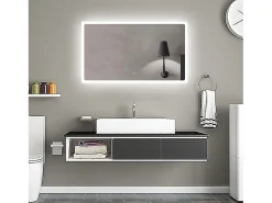 Hot Aica Espejo de baño LED 120×70cm,Bluetooth,antivaho Transparente