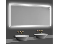 Aica Espejo^Espejo de baño LED 160×80cm,Bluetooth,Antivaho Transparente