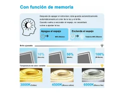 Aica Espejo^Espejo de baño LED 160×80cm,Bluetooth,Antivaho Transparente