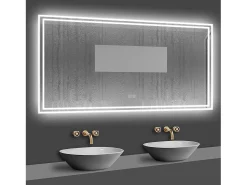 Aica Espejo^Espejo de baño LED 160×80cm,Bluetooth,Antivaho Transparente