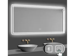 Aica Espejo^Espejo de baño LED 160×80cm,Bluetooth,Antivaho Transparente