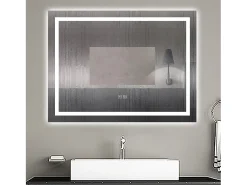 Aica Espejo^Espejo de baño LED 80×60cm,Bluetooth,Regulación continua,Antivaho Transparente