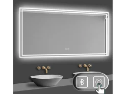 Aica Espejo de baño LED 140×80cm,Bluetooth,Antivaho