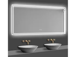 Aica Espejo de baño LED 140×80cm,Bluetooth,Antivaho