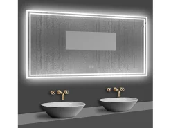 Aica Espejo de baño LED 140×80cm,Bluetooth,Antivaho
