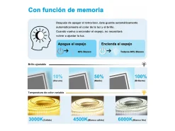 Aica Espejo de baño LED 140×80cm,Bluetooth,Antivaho