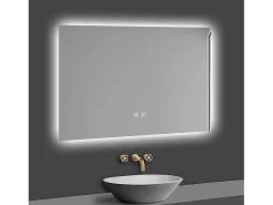Aica Espejo de baño LED 80×60cm, antivaho, temperatura de tres colores regulable, función memoria