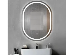 Aica Espejo^Espejo de baño LED 50×70cm, Bluetooth, antivaho, brillo ajustable Transparente