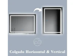 Aica Espejo de baño LED sin cobre 100×70cm,antivaho,interruptor táctil