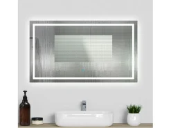 Aica Espejo de baño LED sin cobre 120×80cm,antivaho,interruptor táctil