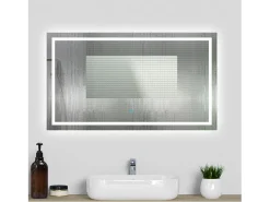 Clearance Aica Espejo de baño LED sin cobre 100×80cm,antivaho,interruptor táctil Transparente