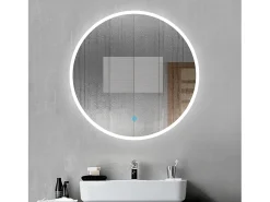 Aica Espejo redondo de baño LED 120cm,antivaho,interruptor táctil Transparente