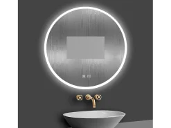 Discount Aica Espejo redondo de baño LED 60cm,antivaho,brillo ajustable Transparente