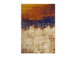 Alfombra abstracta - 160x230cm - naranja, azul, beige - Nova Distress