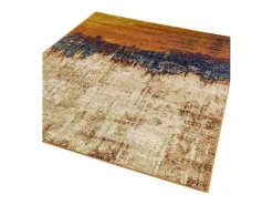 Alfombra abstracta - 160x230cm - naranja, azul, beige - Nova Distress
