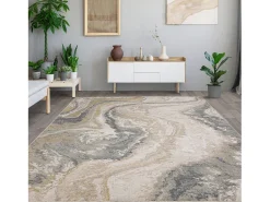 Alfombra abstracta - 160x240cm - gris, crema, oro - Seville Oro