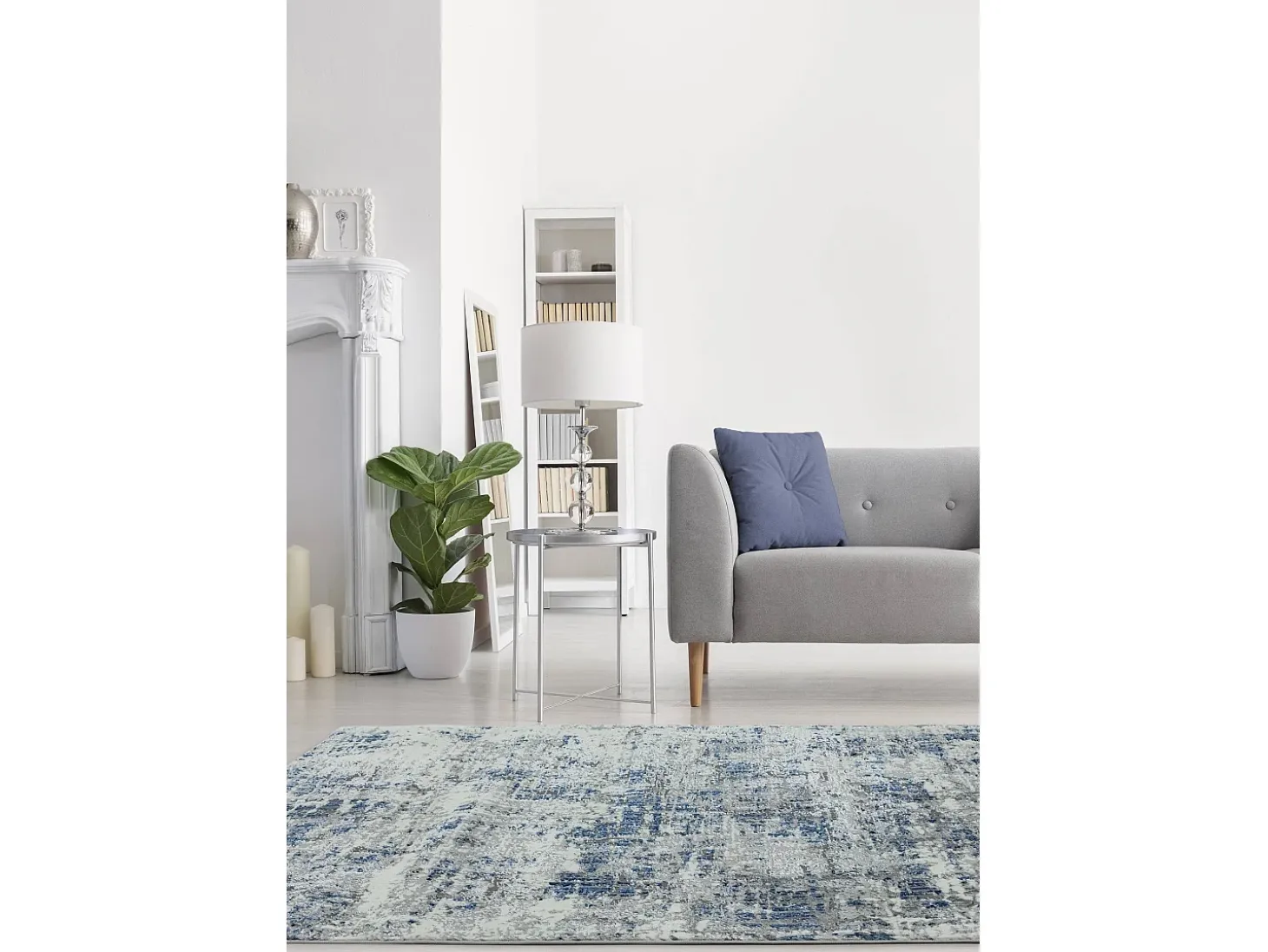 Alfombra abstracta - 160x230cm - gris, azul, blanco, - Orion Abstract Blue